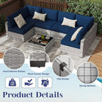 KIGOTY Patio Furniture Set, 7 Pieces Modular Outdoor Sectional Sofa, PE Rattan - Image 4