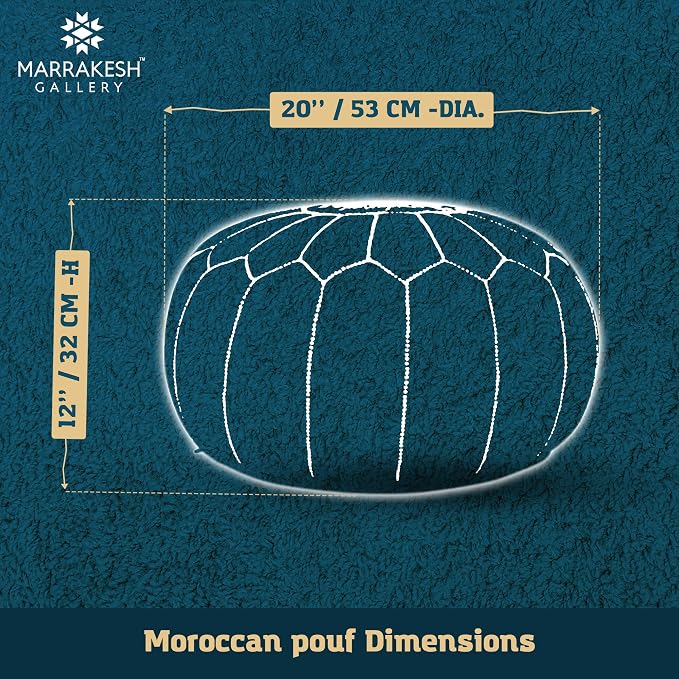 Marrakesh Gallery Genuine Leather Round Pouf Unstuffed - Image 2