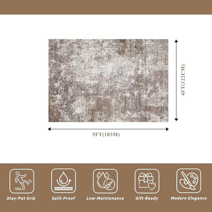 4x5 Washable Entryway Rug – Non-Slip Low Pile Throw Area Rug - Image 2
