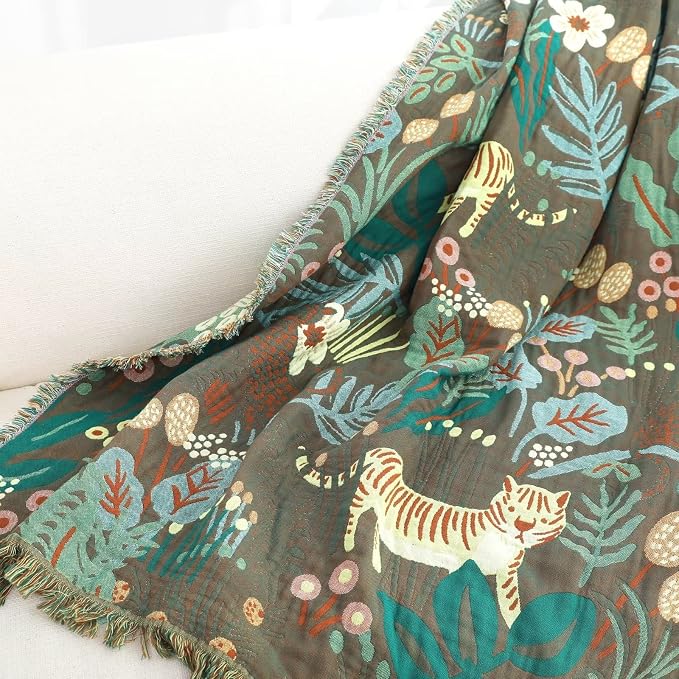 LUTBM Boho Throw Blanket for Bed Cotton Soft Lightweight Quilt Summer Blanket - Image 3