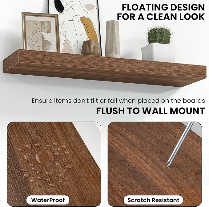 Fun Memories 67 Inch Fireplace Mantel Shelf, Deep Floating Shelves - Image 4