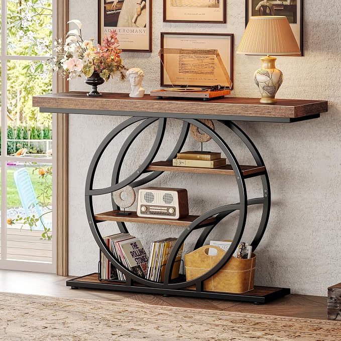 Huuger 47.2 Inch Entryway Table, Industrial Console Sofa Table - Image 6