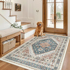 Madane Area Rug 3x5, Washable Vintage Entry Rugs by Madane