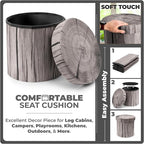 Sorbus Tree Stump Stool, Storage Ottoman 15 Inch Fake Tree Stumps Log Stool - Image 5