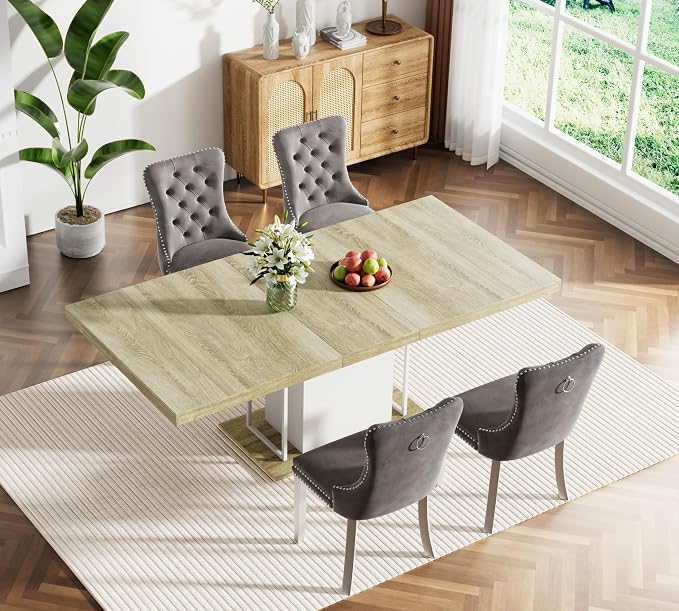 Henf 63"-79" Dining Table Set for 4, 5 Pieces Extendable Dining Table and 4 - Image 2