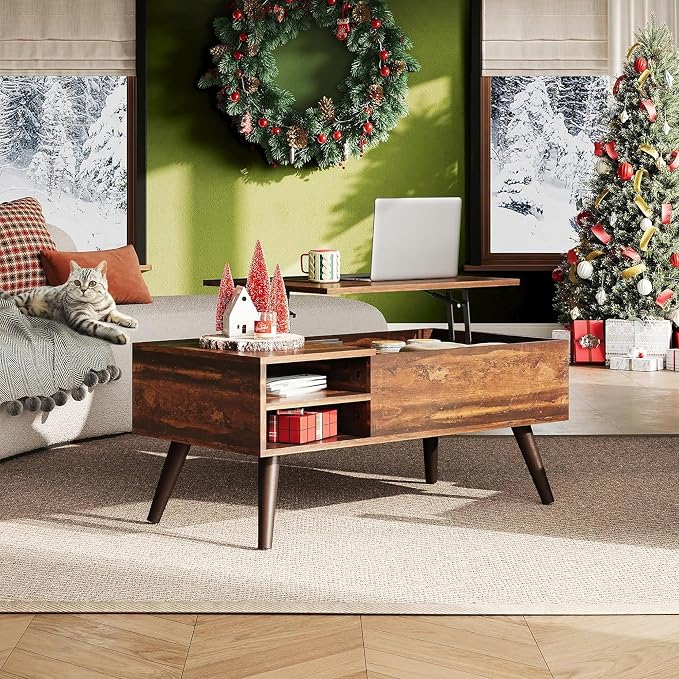 WLIVE Coffee Table with Lifting Top, Hidden Storage & Adjustable Shelf - Image 2