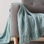 BOURINA Aqua Throw Blanket 50 x90 Inches Throw Textured Solid Soft Sofa Throw - Image 4