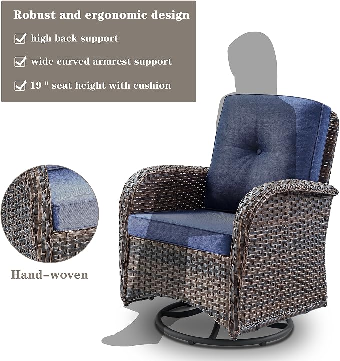 Belord Patio Wicker Chairs Swivel Rocker - Image 8