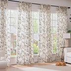 Black Vintage Floral Linen Curtains Farmhouse 50W X 96L 2 Panels | Elisa Series - Image 3