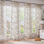 Extra Long Black Vintage Floral Linen Curtains Farmhouse 2 Panels | Elisa Series - Image 3