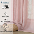 Chyhomenyc Rose Pink Semi Sheer Curtains 36 Inch Length, Light Filtering Faux - Image 2