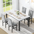 Recaceik Dining Table Set for 4, Modern 5 Piece Dining Table Set Faux Marble - Image 2