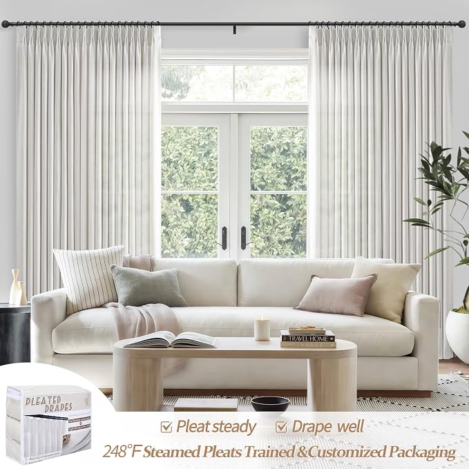 Natural Linen 70 Inch Extra Wide Curtains 102 Inch Long Panels 2 Set - Image 5