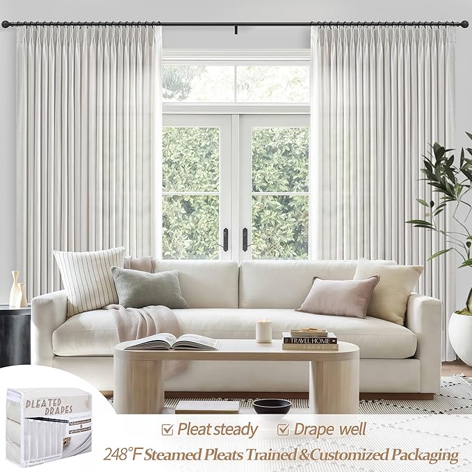 Pinch Pleated Extra Wide 70 x 96 Inch Curtains 2 Panel Set - Image 7