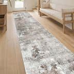 Soalmost Abstract Runner Rug 2x10 Hallway Kitchen Runners Pink/Grey | Vintage - Image 3