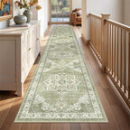 Hallway Runner Rug 2x12 Extra Long Washable Runner, Light Green | Vintage Rug - Image 3