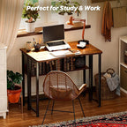 Huuger Folding Desk with Storage Shelf, 31.5 Inch Foldable Computer Table - Image 8