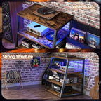 AV Media Stand with Outlets, Stereo Stands and Racks with Vinyl Storage - Image 5