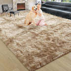 5x7 Tie-Dyed Beige Fluffy Soft Area Rug Non-Slip - Image 9