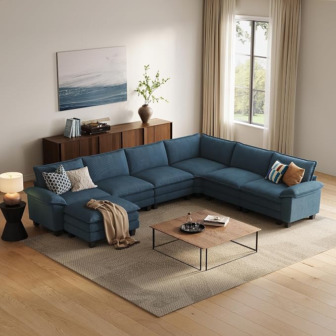 LINSY HOME Modular Sectional Sofa, 6-Seat Corduroy Modern Cloud Couch by LINSYHOME