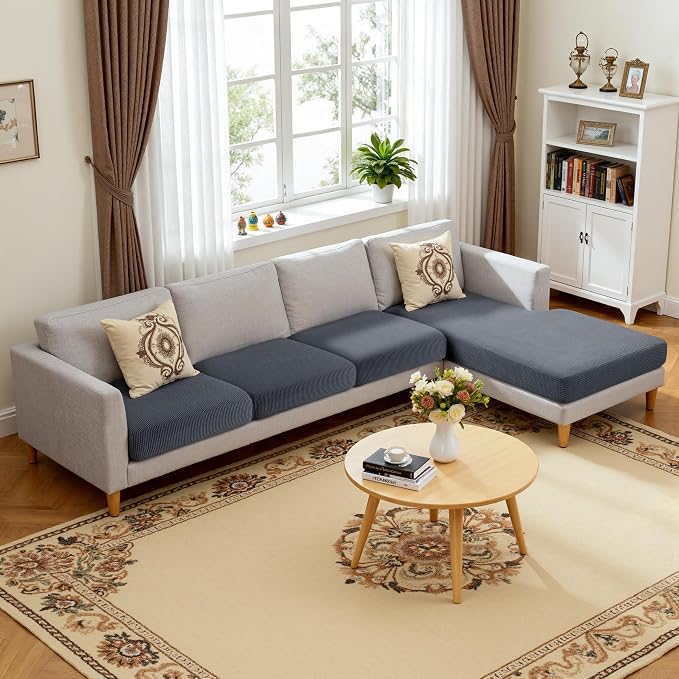 Hokway Chaise Cover and Couch Cushion Covers Set, Separate Sectional Sofa by Hokway
