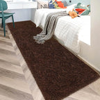 2x10 Bedside Area Rugs for Bedroom Soft Fluffy Shag Brown Rug for Hallway - Image 3