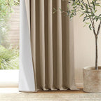 Light Brown Pinch Pleated 100% Blackout Linen Bedroom 96 Inch Curtains | Double - Image 9