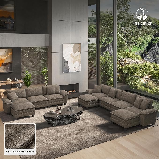 HERA'S HOUSE 124" Modular Sectional Sofa, Oversized U Shaped Couches - Image 9