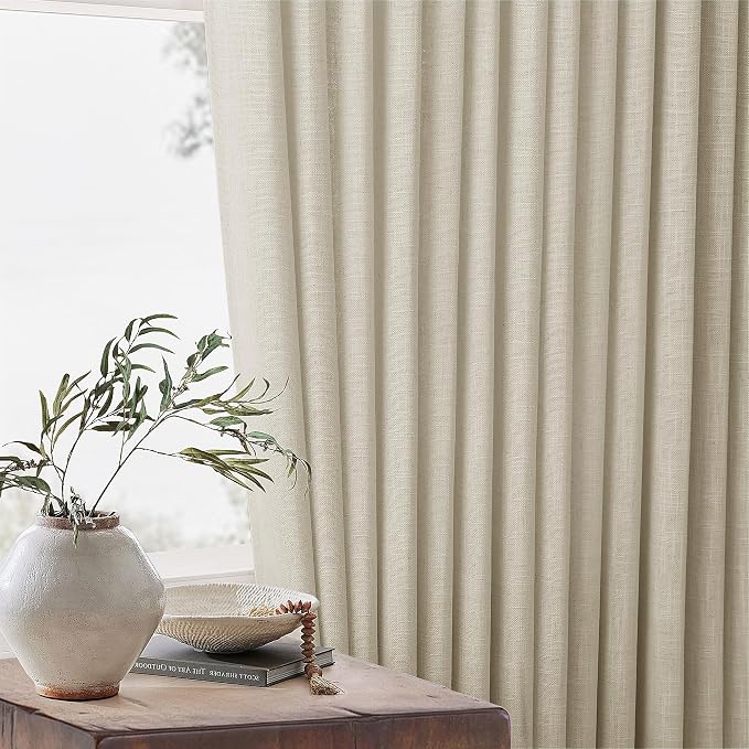 Linen Beige 72 Inch Pinch Pleated Semi Sheer Curtains 2 Panels Set W40xL72 | - Image 7