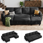 LINSY HOME Sectional Sleeper Sofa Pull Out Couches by LINSYHOME
