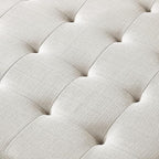 24KF Large Square Upholstered Tufted Linen Ottoman Coffee Table, Large Footrest - Image 5