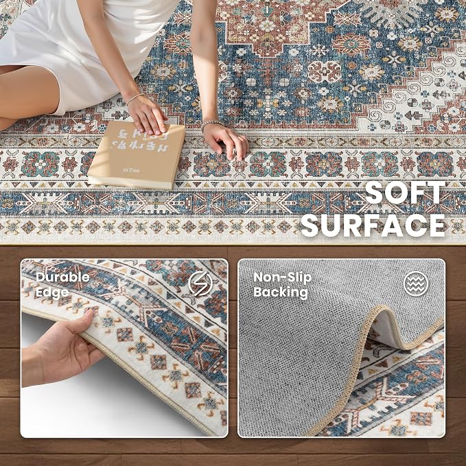9x12 Area Rugs for Living Room, Large Washable Rug, Dining Room, Low Pile - Image 6