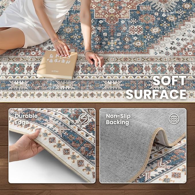 10x14 Area Rugs for Living Room, Large Washable Rug, Dining Room, Low Pile - Image 6