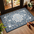 Rugflix 2x3 Entrance Rugs, Washable Navy Blue Entry Small Rug | Machine by RugflixAreaRugs
