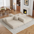 4-in-1 Foldable Sofa Bed Teddy Fabric Foam-Filled Compressed Couch, Beds Queen - Image 8