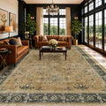 Warm Taupe Sage 9x12 Living Room Rug by HazoHaus