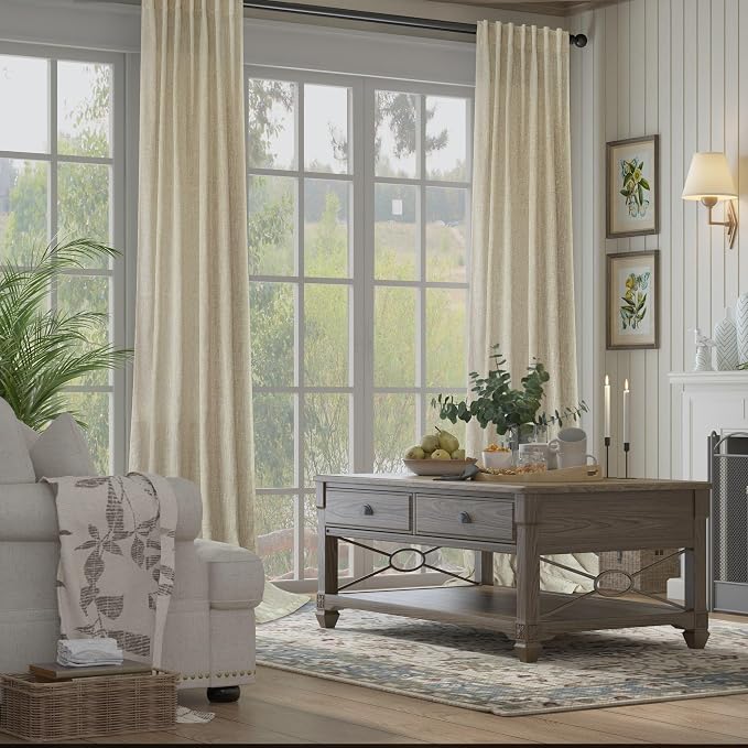 102 Inch Long Curtains Semi Sheer Linen Curtains - Image 6