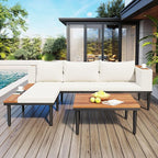 VilroCaz Luxury Outdoor Patio Furniture Set, L-Shaped Acacia Wood Sectional Sofa - Image 2