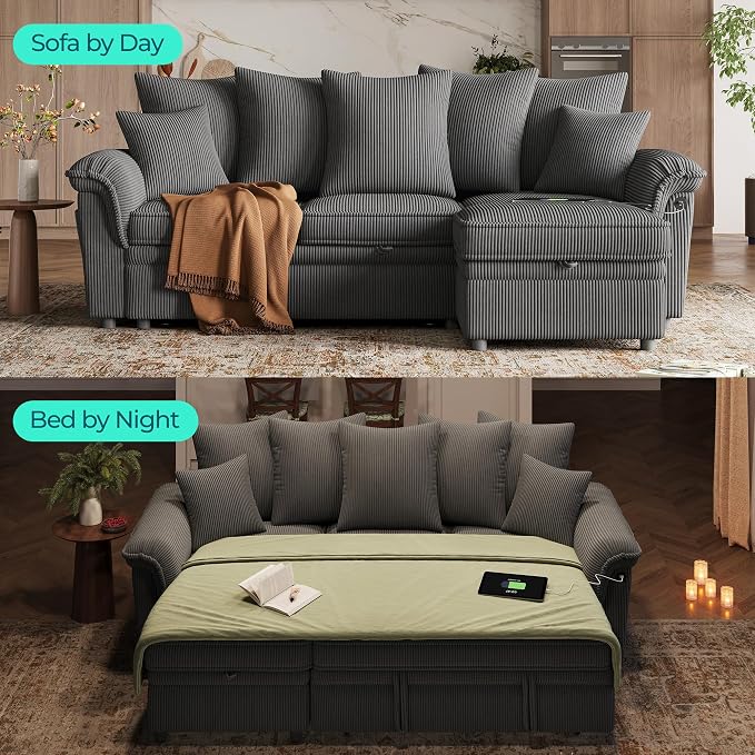 LINSY HOME 90.5'' Sectional Sleeper Sofa - Image 8