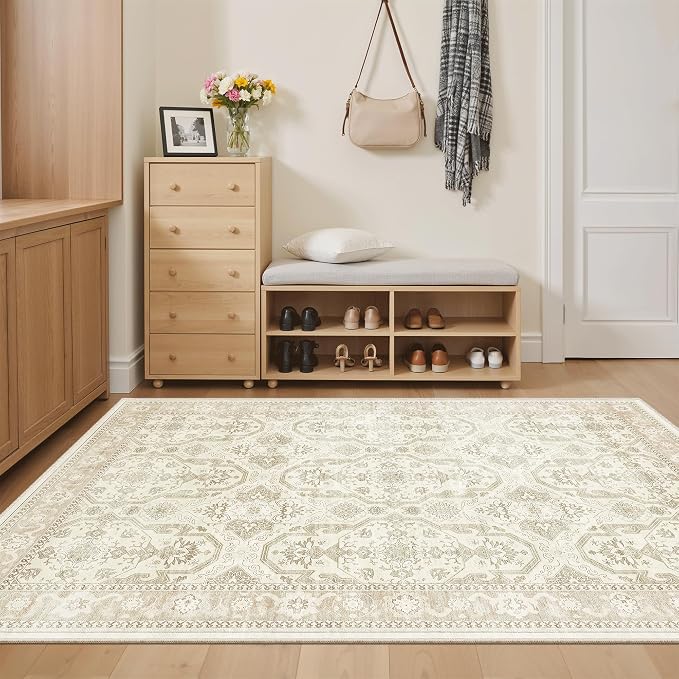 Soalmost 3x5 Rugs, Small Washable Kitchen Entryway Area Rug Beige/Brown | by Soalmost