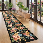 DUKINO 2.6x12 Washable Runner Rug, Floral Non Slip Long Kitchen Rug, Stain by DUKINO