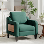 Accent Chair for Living Room Modern Linen Upholstered Armchair Side Wooden - Image 2