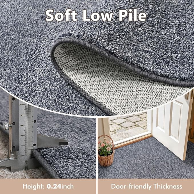 3x5 Grey Blue/White Area Rug Washable Non-Slip Soft - Image 5