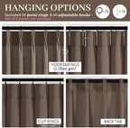 Dark Brown Pleated 90 Inch Bedroom Curtains 2 Panels Set, Memory Shape Pinch - Image 4