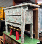 Vintage Distressed Pastel Green Marks Drawers Credenza Side Table Cabinet - Image 2