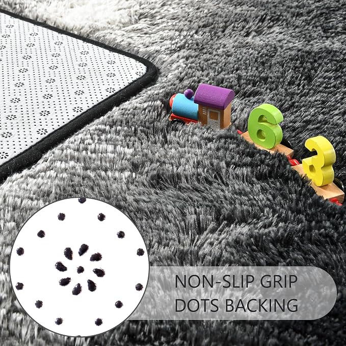 6x9 Large Black and White Fluffy Area Rug Non-Slip - Image 5