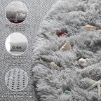 Tie-Dyed Light Grey Round Area Rug 4ft, Ultra Soft Bedroom Circle Rugs - Image 2