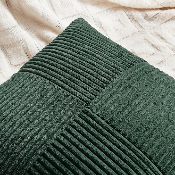 Fancy Homi Set of 2 Dark Green Decorative Throw Pillow Covers 16x16 Inch - Image 4