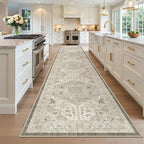 Madane Hallway Runner Rug 3x16 Washable Kitchen Runners Long, Ivory/Brown | - Image 3