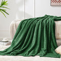BEDELITE 3D Ribbed Dark Green Fleece Throw Blanket by BEDELITE